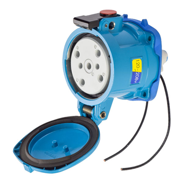 37-64237-C-K16-972 - DS100C RECEPTACLE METAL BLUE SIZE 4 TYPE 3R 3P+N+G 100A 120/208 VAC 60 Hz +2 AUX